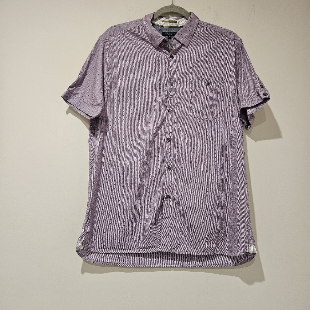 Ted Baker Short Sleeve Button Up Casual Shirt, Size Small, Red And Blue